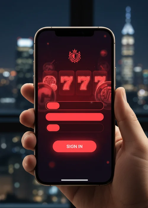 Secure login interface at 132 Casino showing username and password fields on a dark, sophisticated background with subtle live casino elements, ensuring safe access to player accounts.